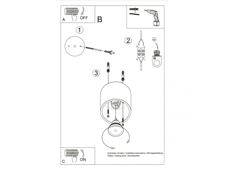 Orbis 1 szürke mennyezeti lámpa
