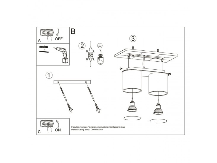Orbis 2 szürke mennyezeti lámpa
