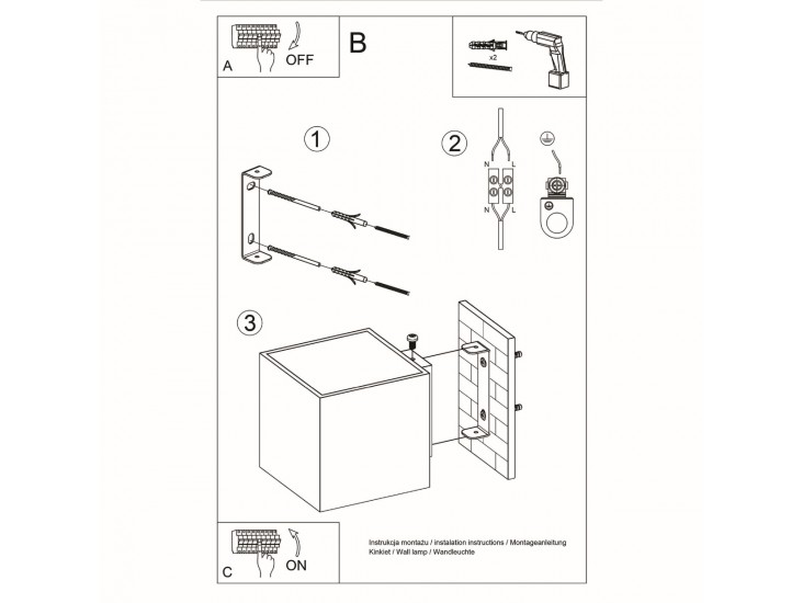 Quad 1 fehér fali lámpa