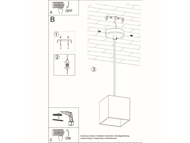 Quad 1 szürke függőlámpa
