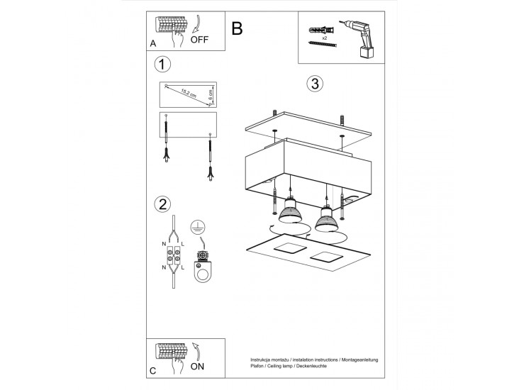 Mono 2 fehér mennyezeti lámpa