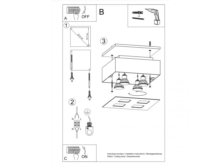 Mono 4 fehér mennyezeti lámpa