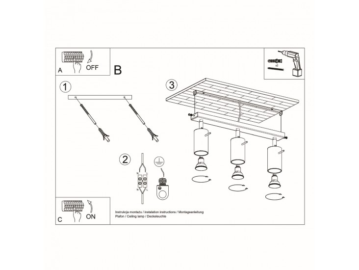 Ring 3 fehér mennyezeti lámpa