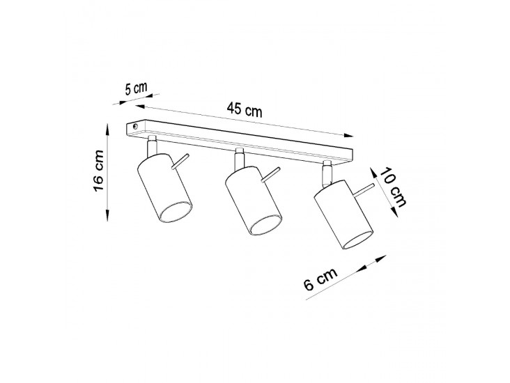 Ring 3 fekete mennyezeti lámpa