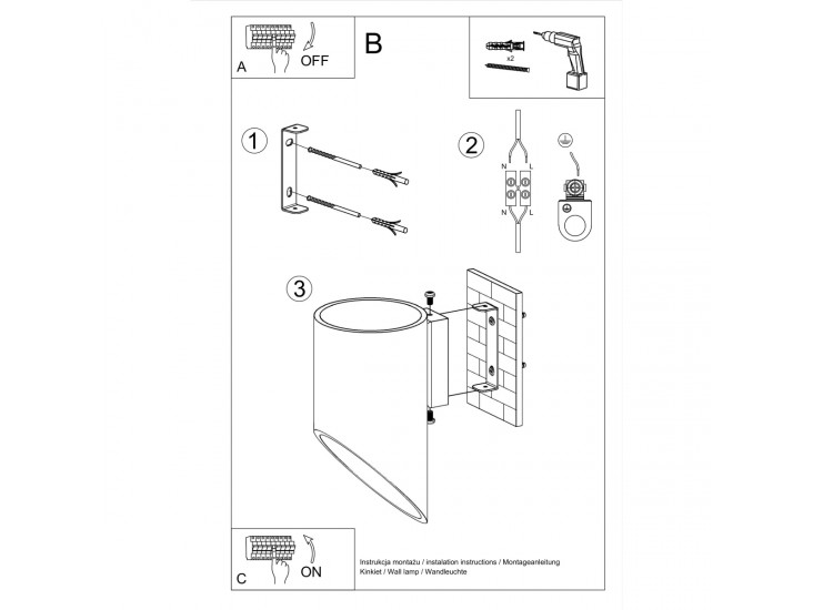 Penne 20 fekete fali lámpa