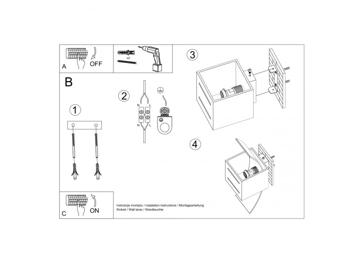 Loreto fekete fali lámpa