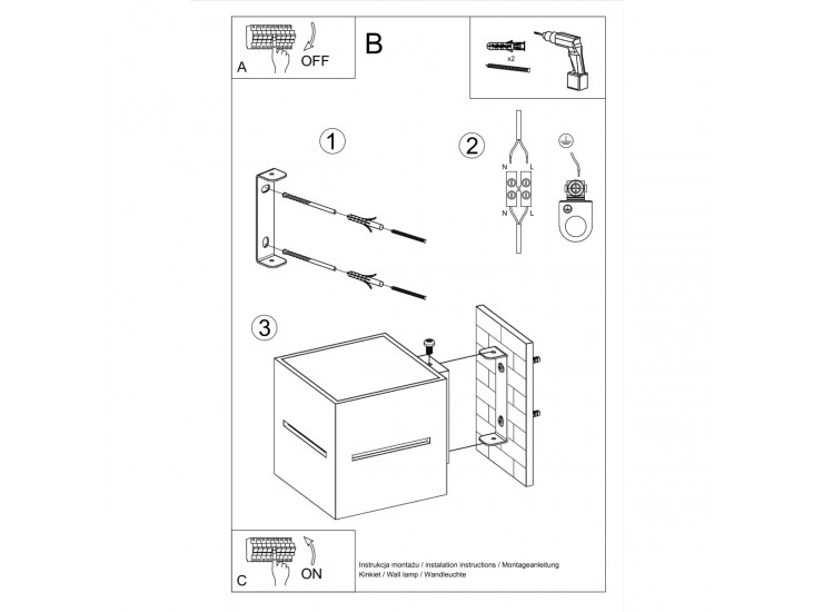 Lobo fekete fali lámpa