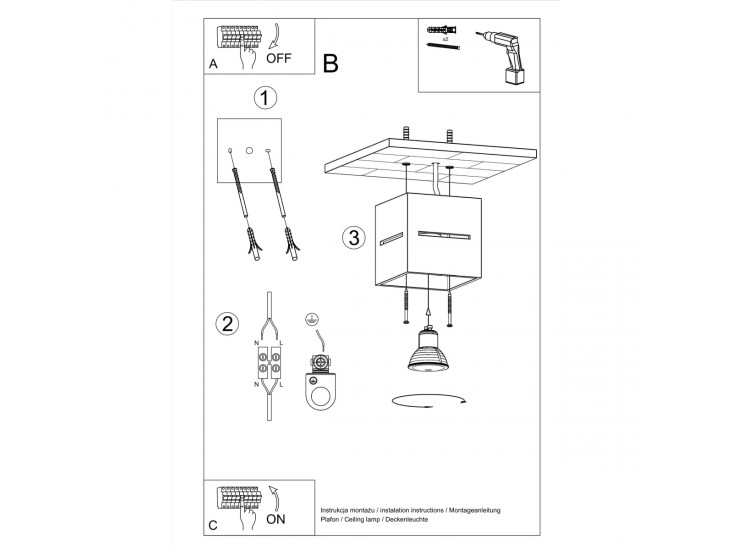 Lobo fekete mennyezeti lámpa