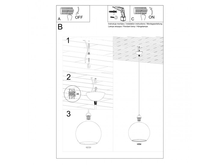 Ball sárga függőlámpa