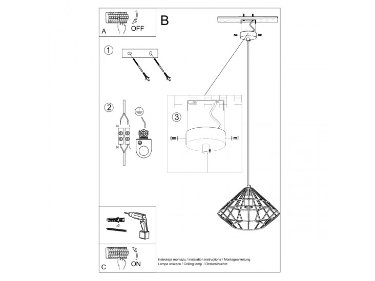 Umberto fekete függőlámpa