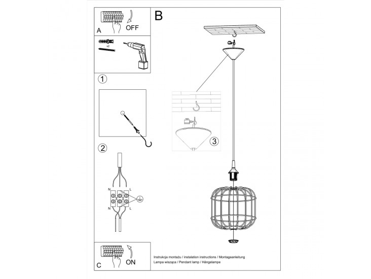 Celta fekete függőlámpa
