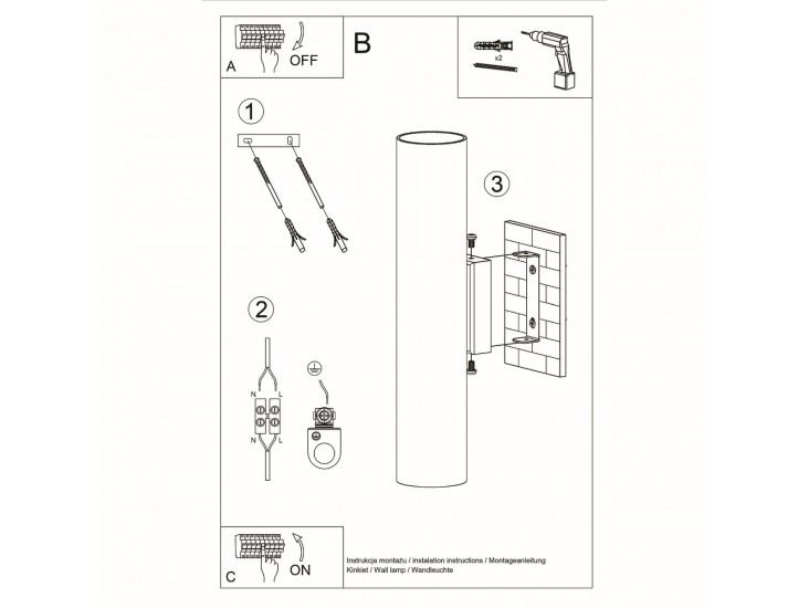 Lagos 2 fekete fali lámpa