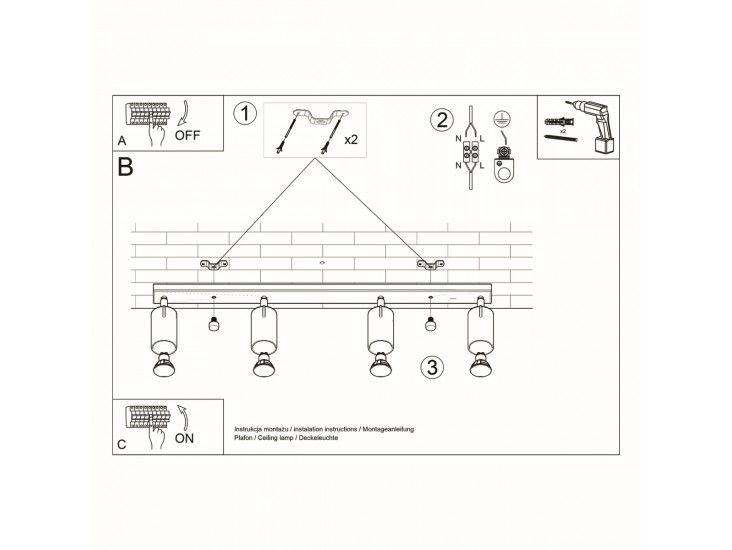 Ring 4L fehér mennyezeti lámpa