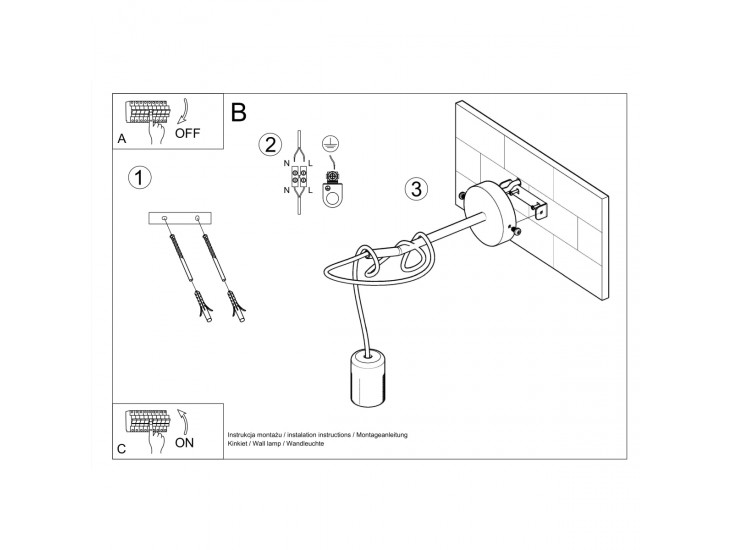 Edison fekete fali lámpa