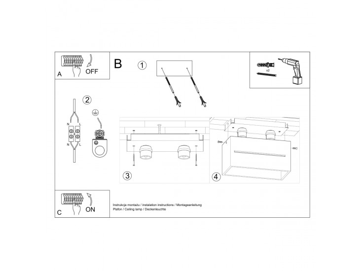 Lobo 2 fekete mennyezeti lámpa