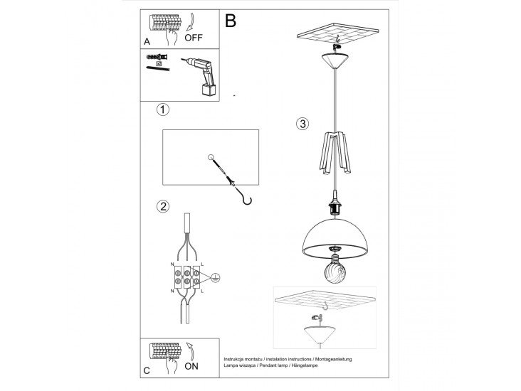 Casco fehér/natúr tölgy függőlámpa