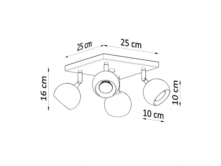Oculare 4 fekete mennyezeti lámpa