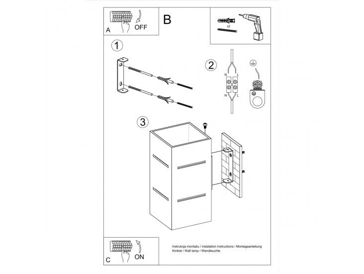 Blocco fekete fali lámpa
