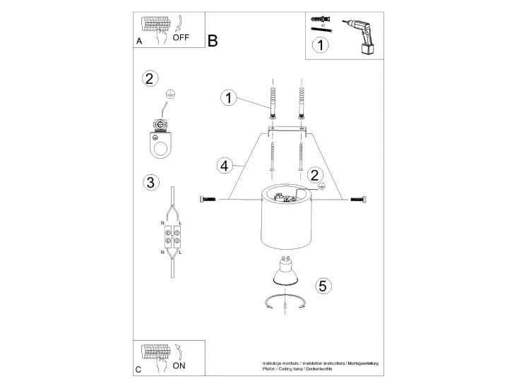 Orbis beton mennyezeti lámpa