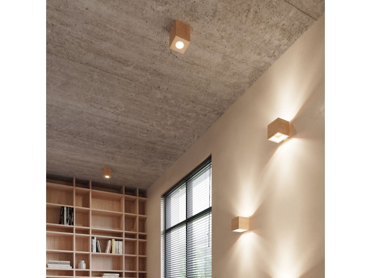 Quad natúr tölgy mennyezeti lámpa