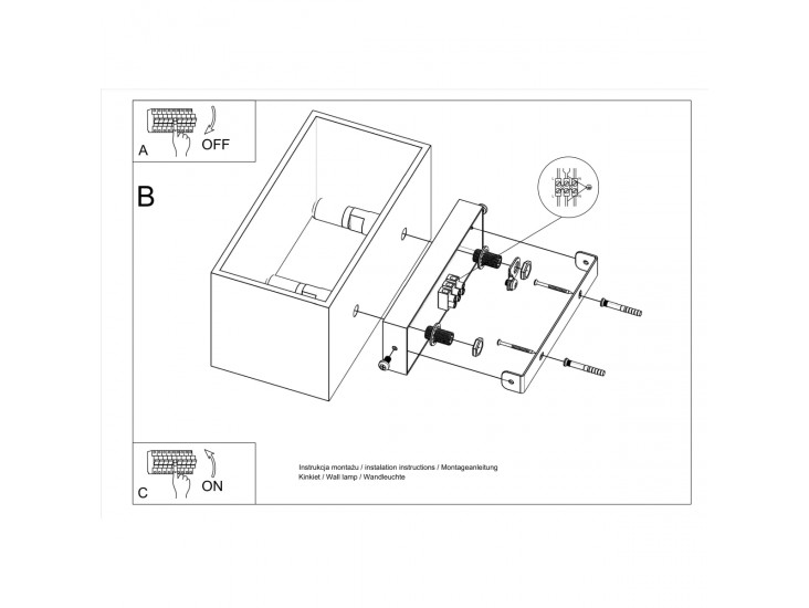 Quad Maxi fekete fali lámpa