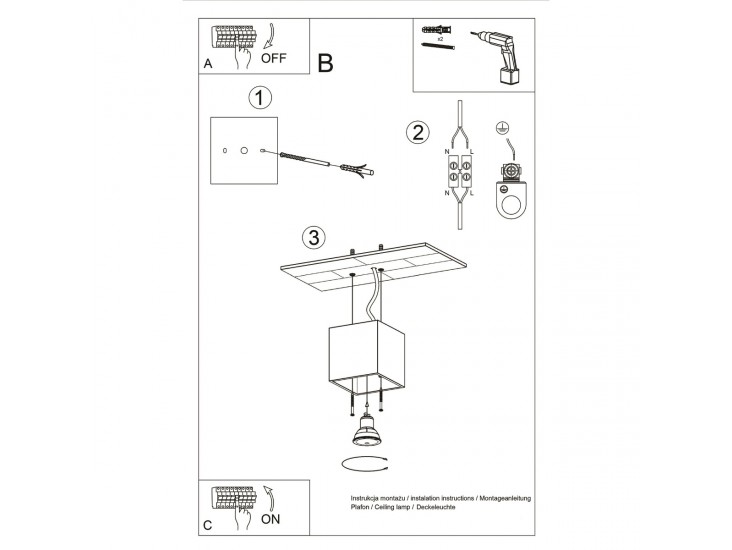 Quad 1 antracit mennyezeti lámpa