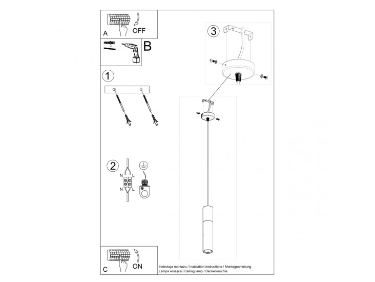 Pablo fekete függőlámpa