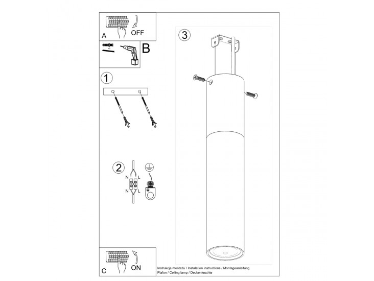 Pablo fekete mennyezeti lámpa