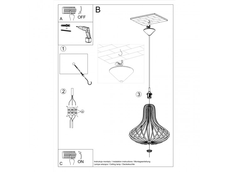 Elza natúr tölgy függőlámpa