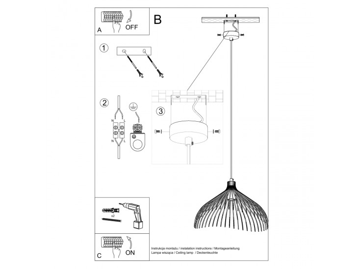 Umb fekete függőlámpa