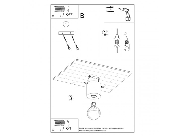Salgado beton mennyezeti lámpa
