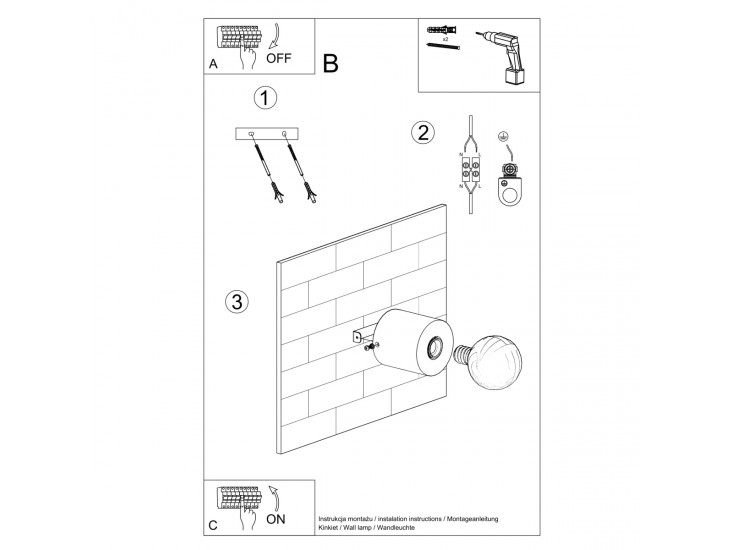 Salgado beton fali lámpa