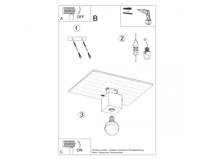 Ariz beton mennyezeti lámpa