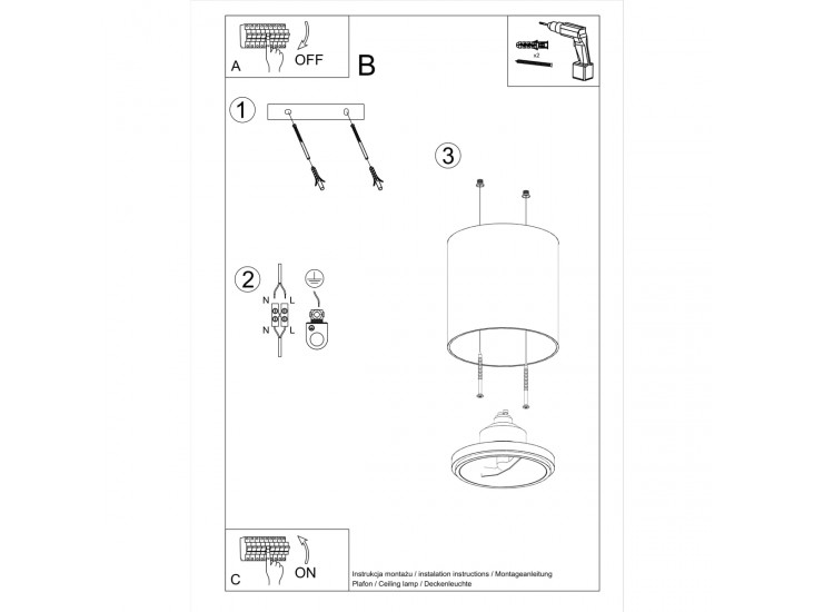 Tiube fekete mennyezeti lámpa