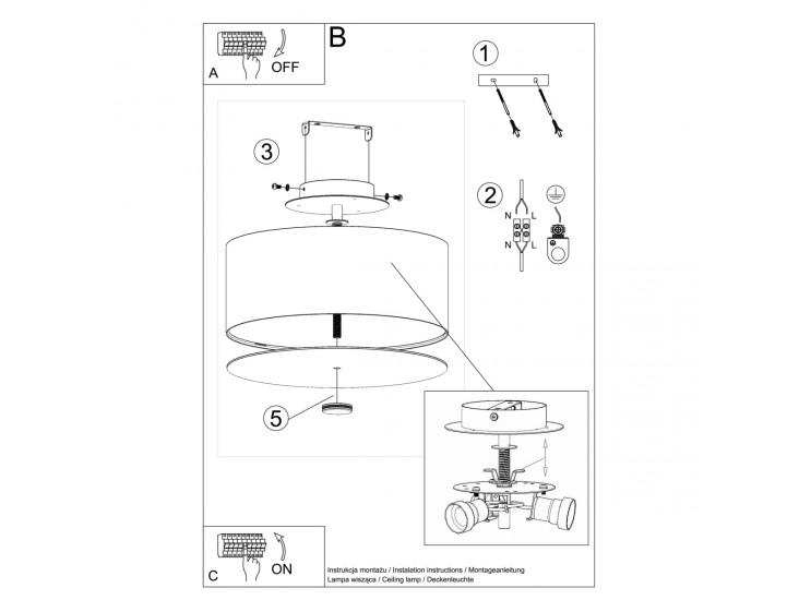 Skala 30 fekete mennyezeti lámpa