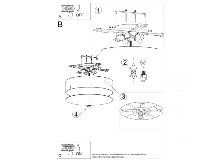 Skala 50 fekete mennyezeti lámpa