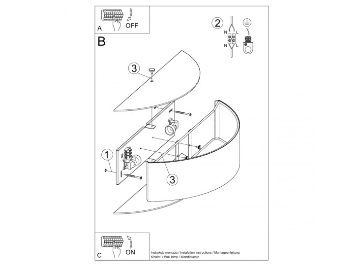 Skala fehér fali lámpa
