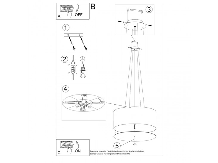 Otto 60 fekete csillár