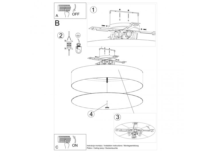 Skala 80 fekete mennyezeti lámpa