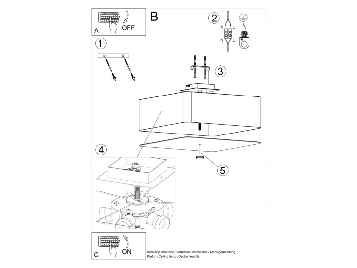Lokko 55 fekete mennyezeti lámpa