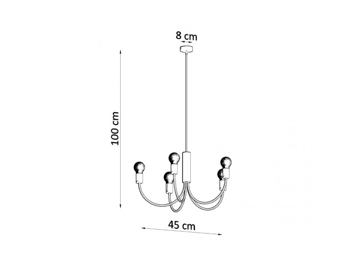 Piccolo 5 fekete csillár