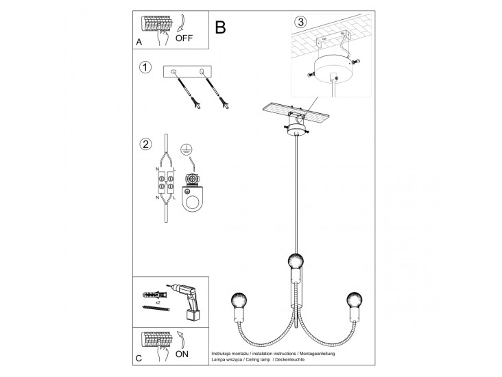 Piccolo 5 fekete csillár