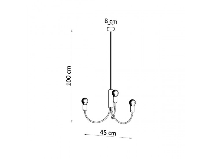 Piccolo 3 fekete csillár