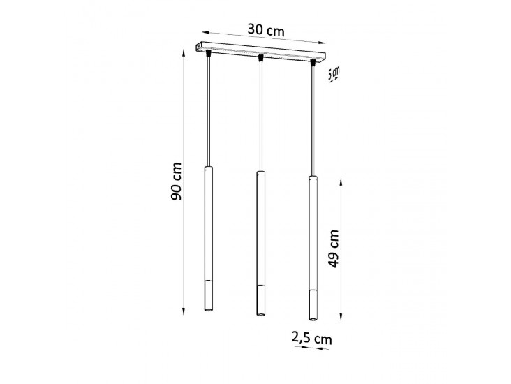 Mozaica 3L fekete/arany függőlámpa