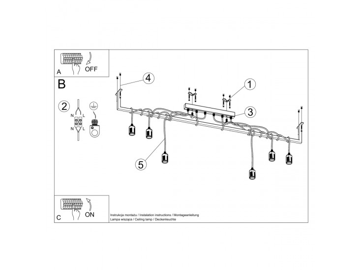 Salamanca 6 fekete csillár