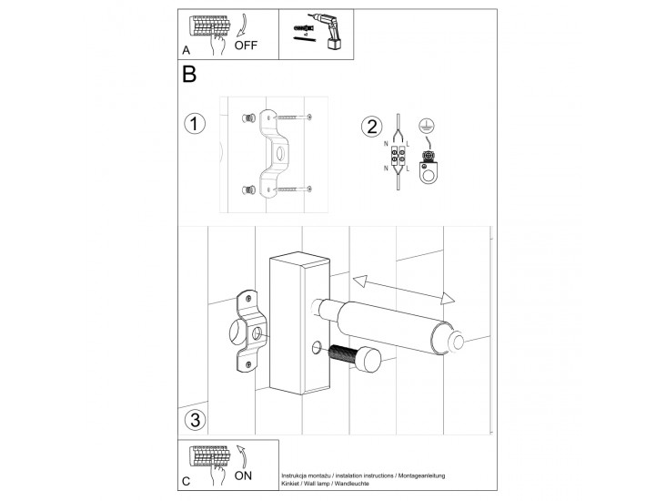 Eyetech 1 fekete fali lámpa