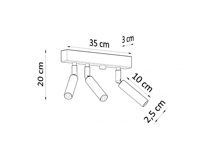 Eyetech 3 fekete mennyezeti lámpa