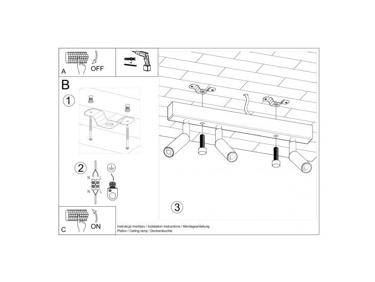 Eyetech 3 fehér mennyezeti lámpa