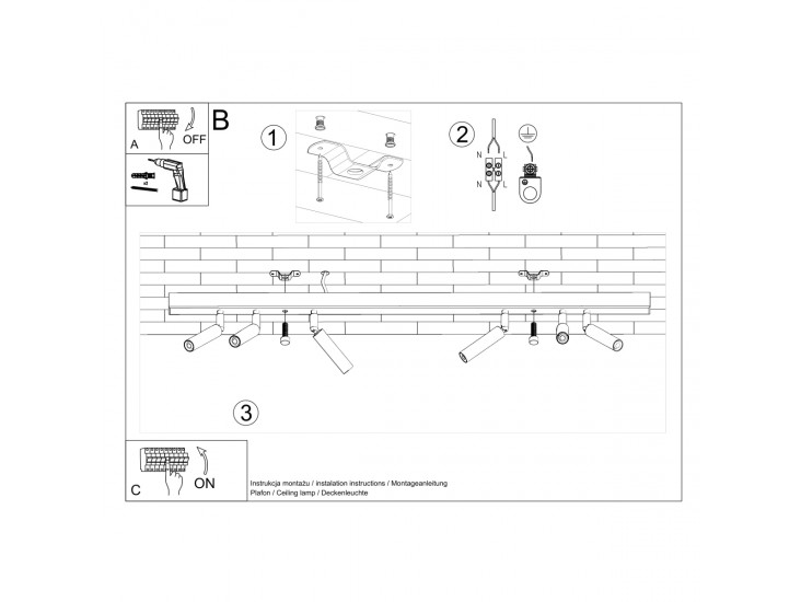 Eyetech 6 fehér mennyezeti lámpa