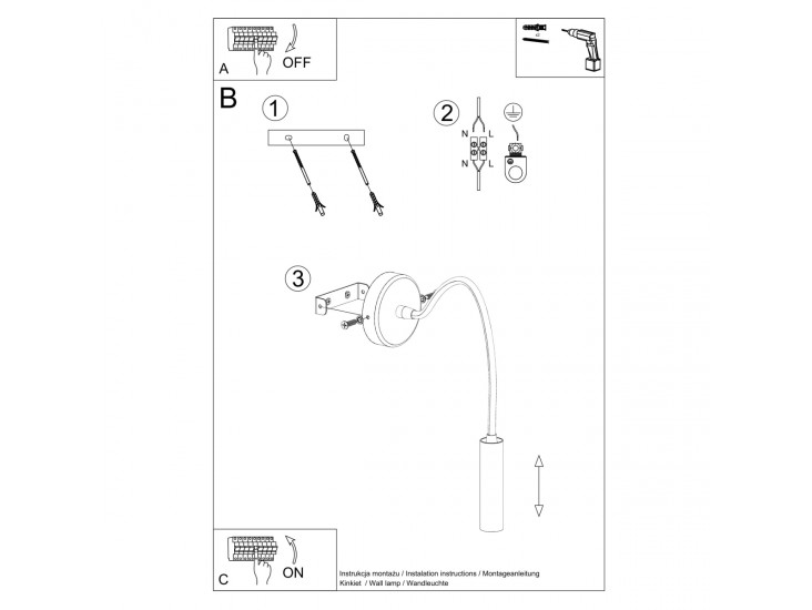 Axil fekete fali lámpa